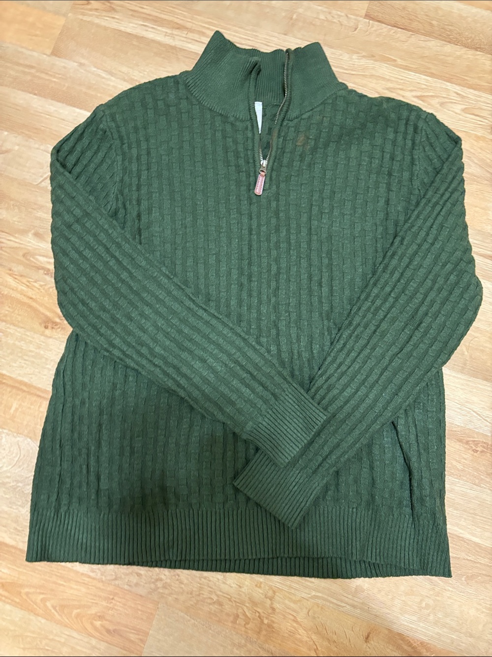 Green Quarter Zip Knit Sweater